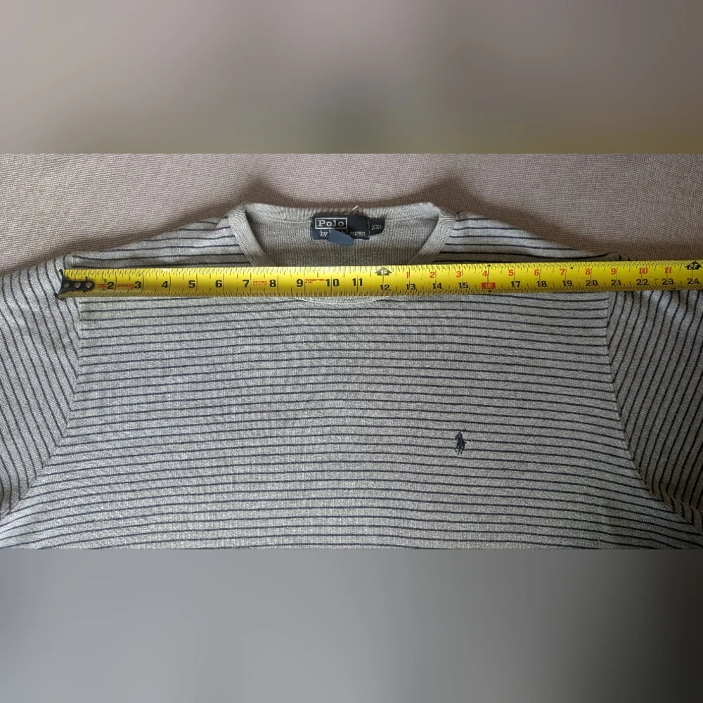 Polo Ralph Lauren Men's Gray Navy Striped Long Sleeve Shirt 100% Cotton Size XXL - Picture 4 of 13